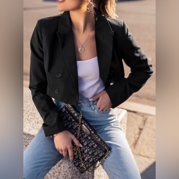 27 QUAI DE SEINE PARIS Black Cropped Trench Style Jacket - Picture 2 of 6